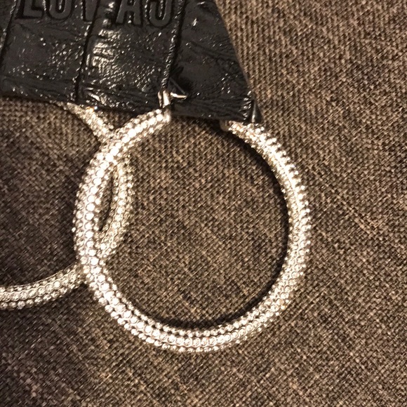 NEW Luv AJ Pave Amalfi Hoop Crystal Silver Rhinestone Earrings - Picture 2 of 3